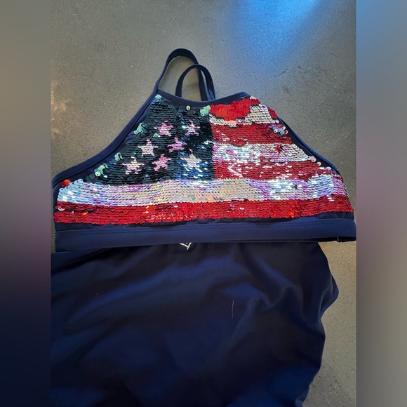 Justice American Flag sequin bikini, Size 12 - Picture 2 of 5